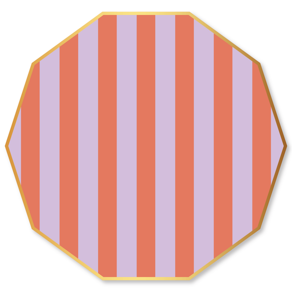 ORANGE & LILAC SIGNATURE CABANA STRIPE LARGE PLATES