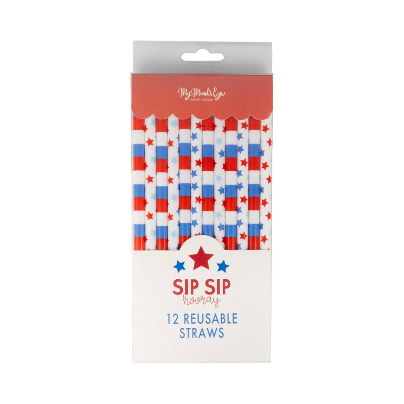 Patriotic Floral Reusable Straws (12 ct)