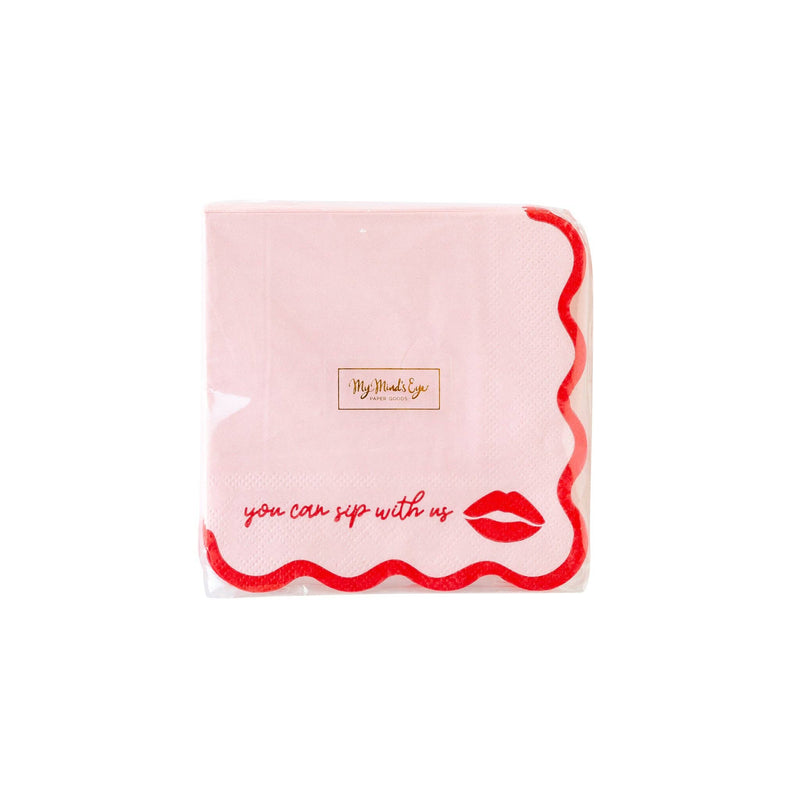 Galentines 'Sip with Us' Cocktail Napkin