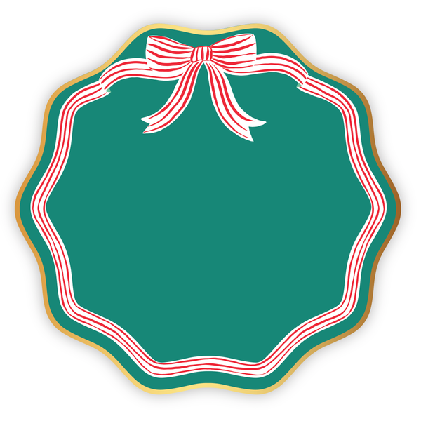 ELEGANT GREEN PEPPERMINT BOW DINNER PLATES