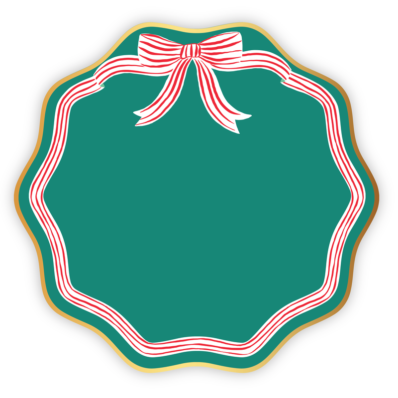 ELEGANT GREEN PEPPERMINT BOW DINNER PLATES