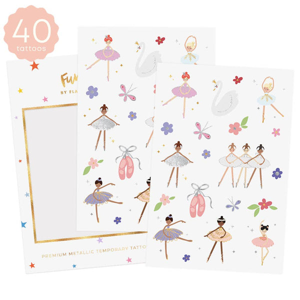 Ballerina kids temporary tattoo pack