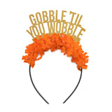 Gobble 'til You Wobble Thanksgiving Party Headband Crown: GOLD/ORANGE