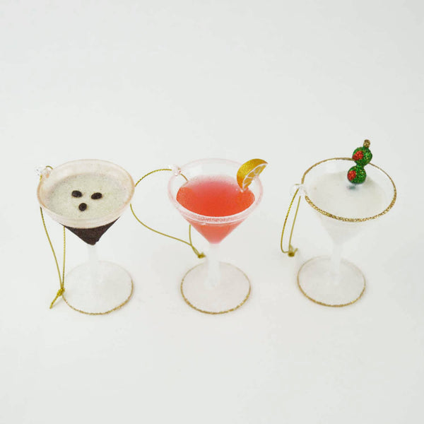 Martini 3pc Glass Ornament Set
