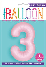 Jumbo Foil Number Balloon 34in Matte Pastel Pink 3
