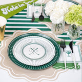 Dark Green Striped Table Runners