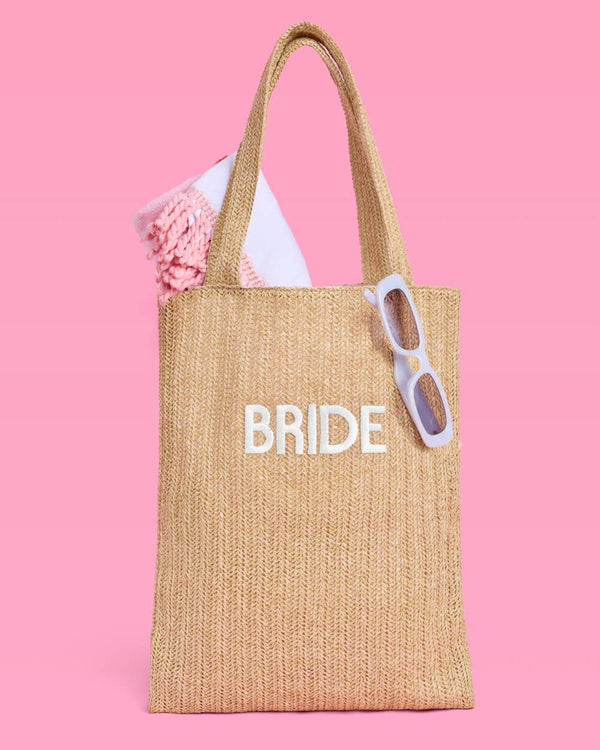 Bride Beach Tote - embroidered straw tote, Bride Gift, Bachelorette