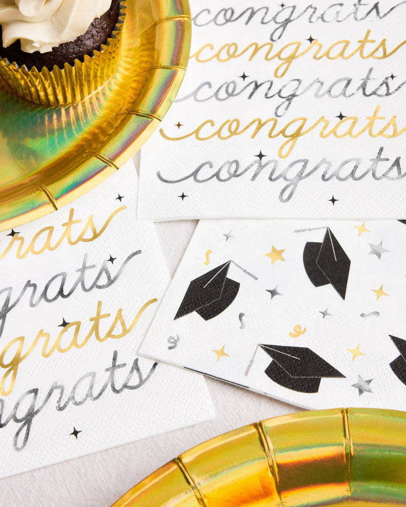 Congrats Grad Napkins, 50 3-ply paper graduation napkins 5x5
