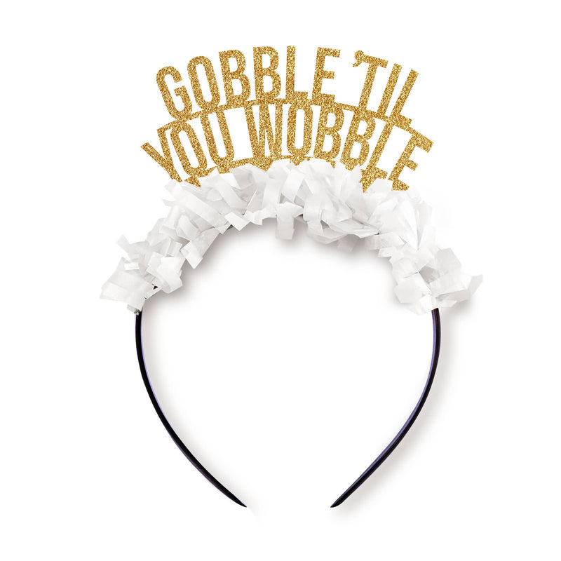 Gobble 'til You Wobble Thanksgiving Party Headband Crown: GOLD/ORANGE