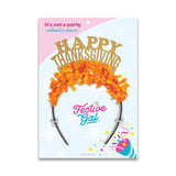 Happy Thanksgiving Holiday Party Fall Headband Crown: GOLD/WHITE