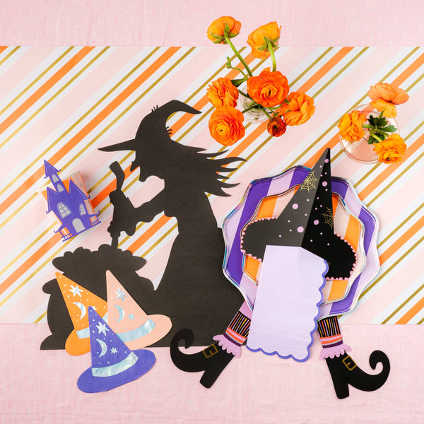 Pink, Orange & Purple Spooky Stripes Dessert Paper Plates