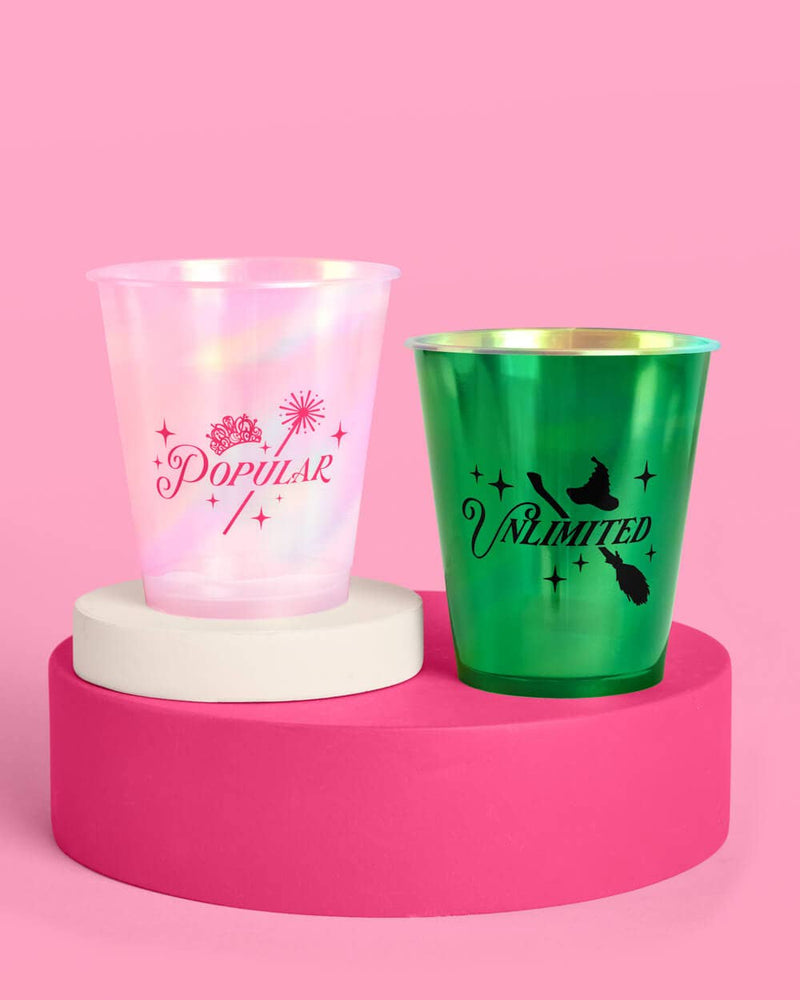 Emerald City Cups - 16 plastic cups,Emerald City Cupcake Set - 24 sets of liners + toppers, wizard, witch, pink, green