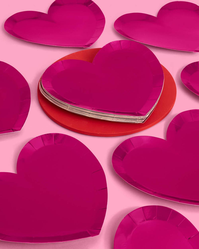 Pink Heart Paper Plates