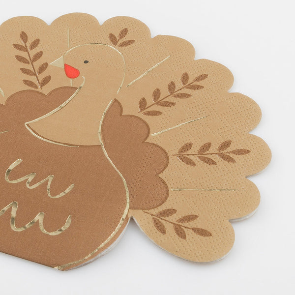 Folk Turkey Napkins (x16)