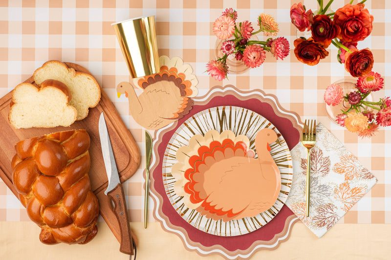 Brown Gingham Paper Table Runner