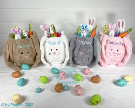 Brown Furry Bunny Easter Basket