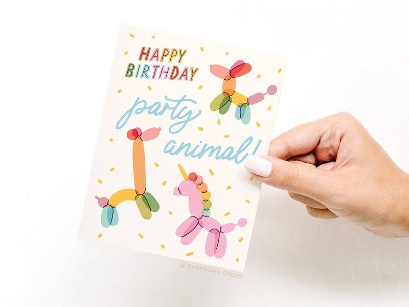 Happy Birthday Party Animal Balloons Greeting Card