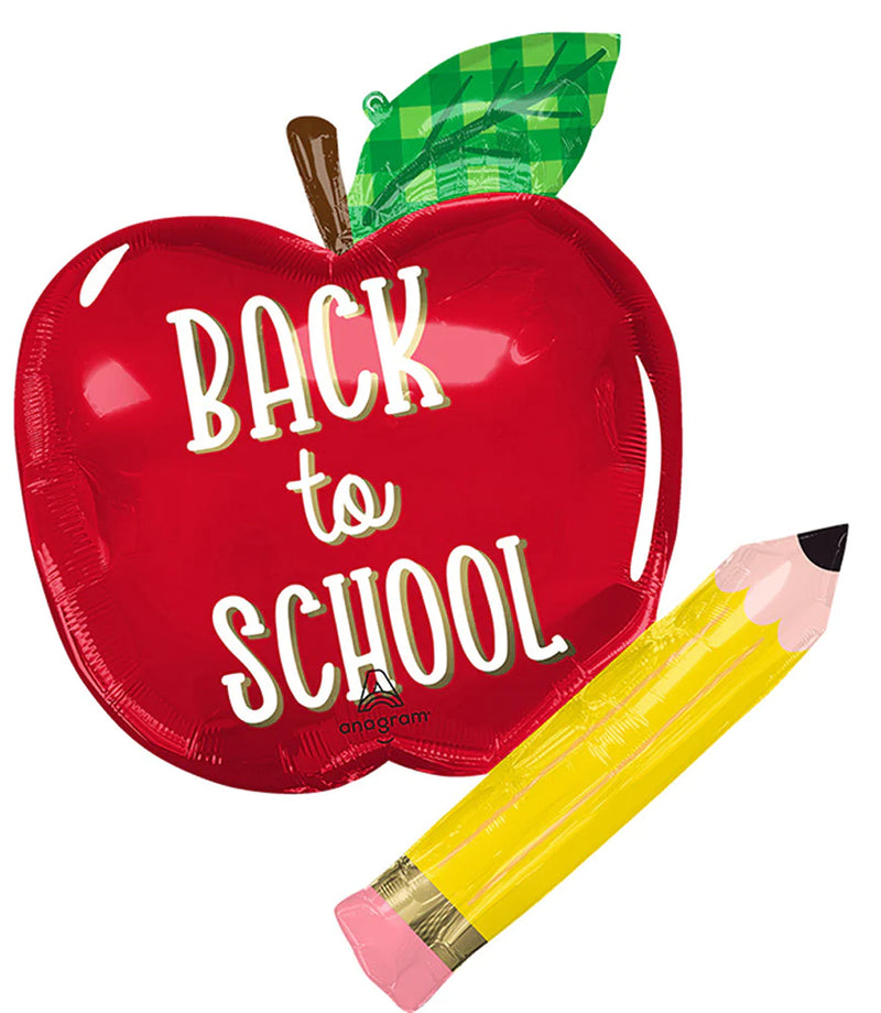 31" Back to School Apple and Pencil Foil Balloon
