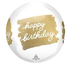 16" Golden Birthday Orbz Foil Balloon