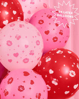 Lucky in Love Balloon Pack - 24 latex balloons, Valentine's Day, Bachelorette, Pink, Cherry