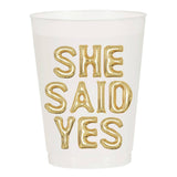 She Said Yes Gold  Frosted Cups - Wedding: Pack of 6