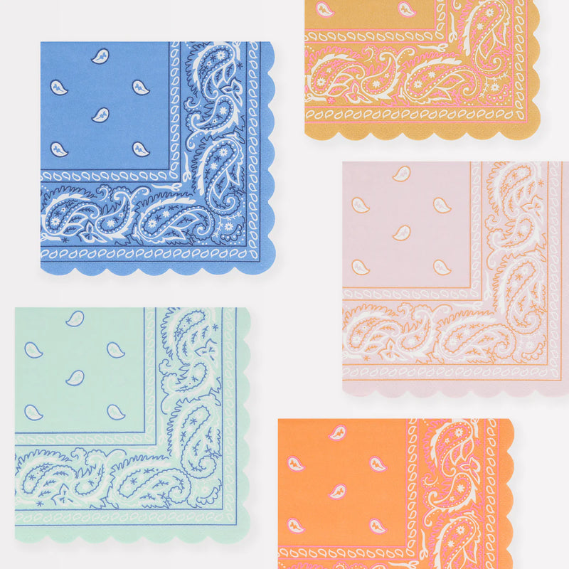 Western Bandana Large Party Napkins (x16)