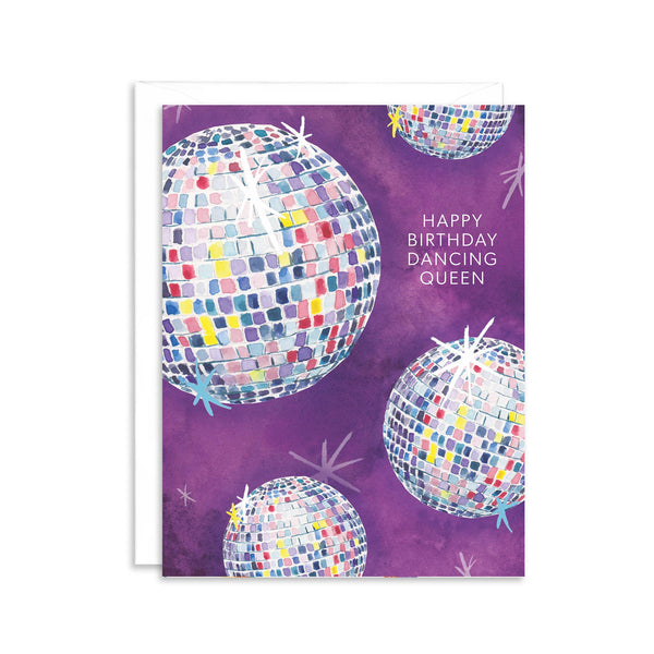 Disco Ball Dancing Queen Happy Birthday Greeting Card