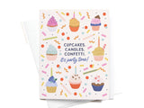 Cupcakes Candles Confetti Greeting Card