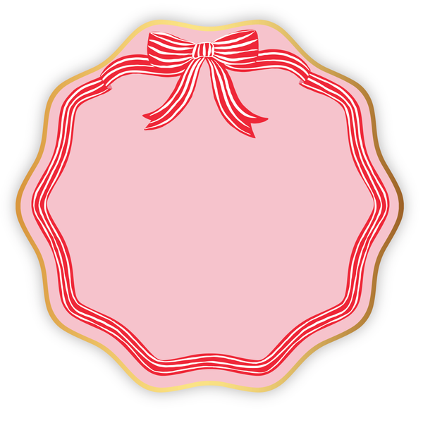 ELEGANT PINK PEPPERMINT BOW DINNER PLATES