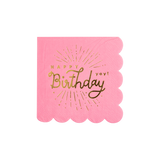 Happy Birthday Pink Paper Cocktail Napkin