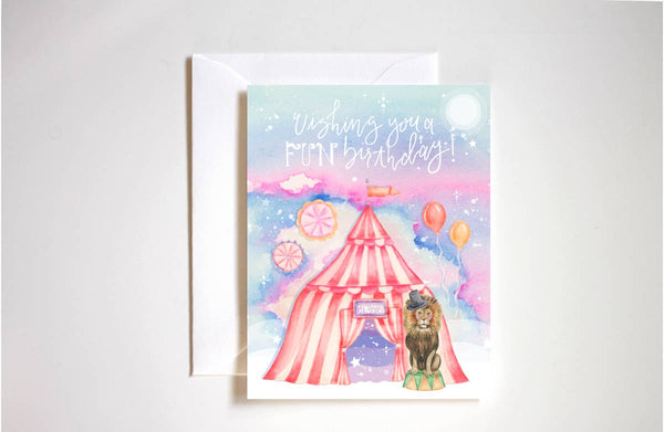 Fun circus lion birthday card