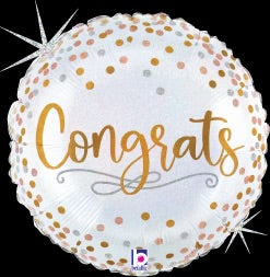 Betallic Congrats Confetti 18 inch Glitter Holographic Balloon