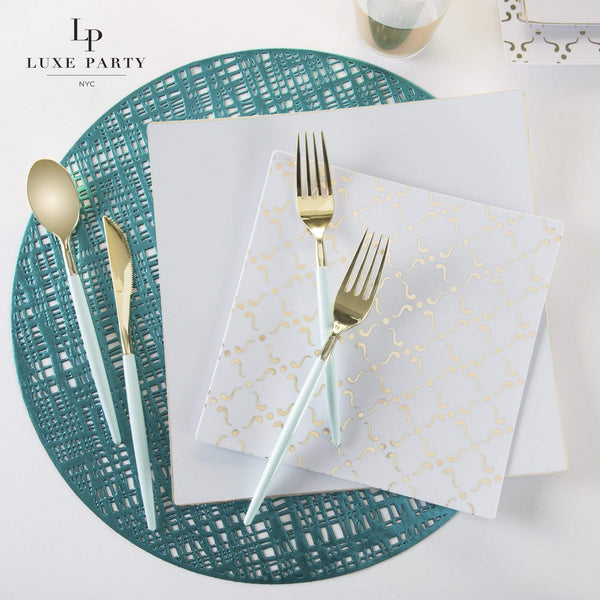 Mint • Gold Plastic Cutlery Set | 32 Pieces