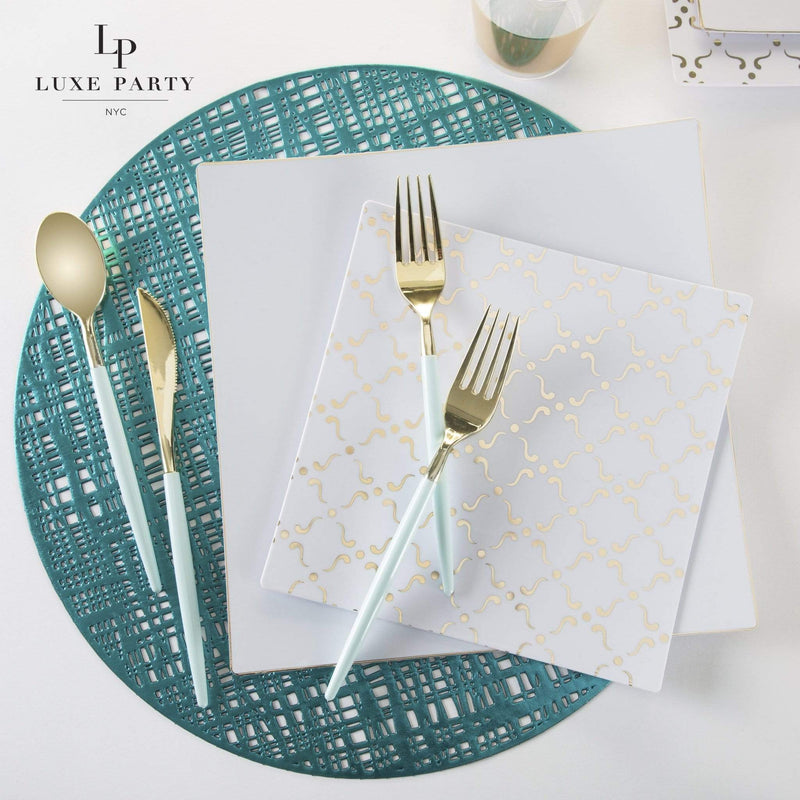 Mint • Gold Plastic Cutlery Set | 32 Pieces