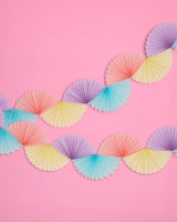Pastel Paper 3D Fan Garland 6' Banner, Birthday Party kids