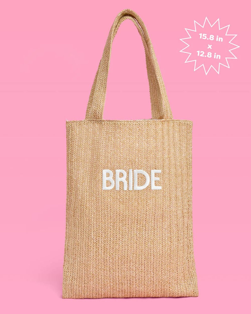 Bride Beach Tote - embroidered straw tote, Bride Gift, Bachelorette