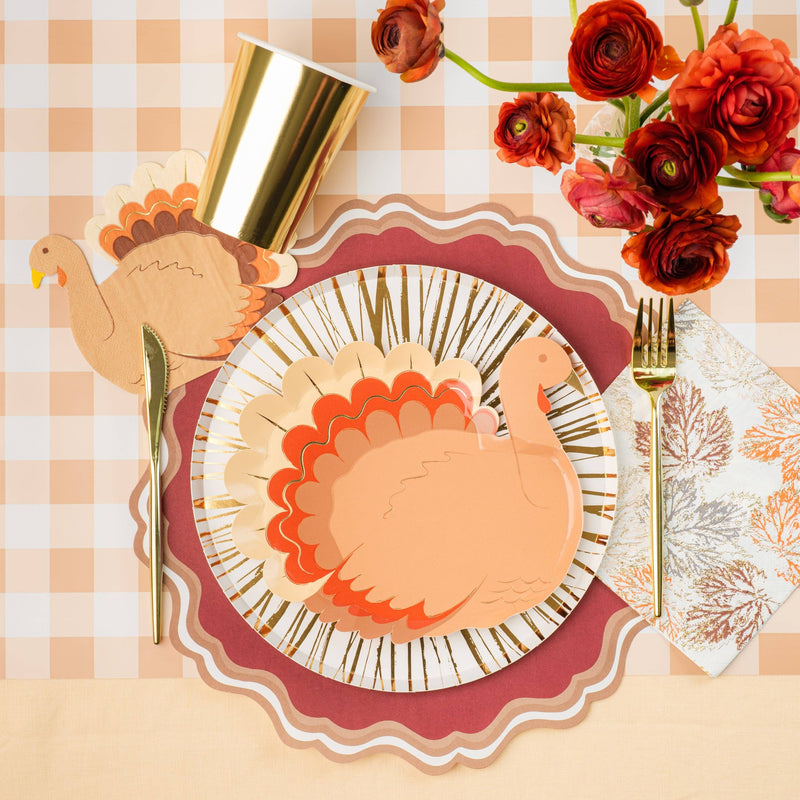 Brown Gingham Paper Table Runner