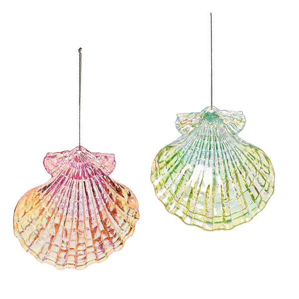 Pink Christmas Sparkle Scallop Shell Ornament