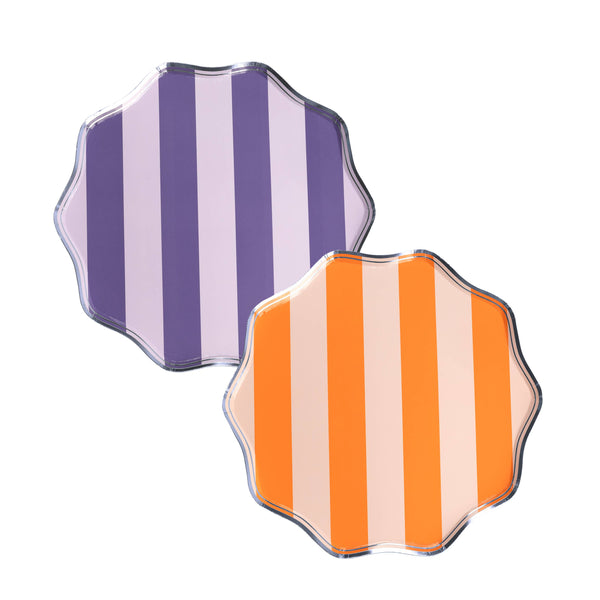Pink, Orange & Purple Spooky Stripes Dessert Paper Plates