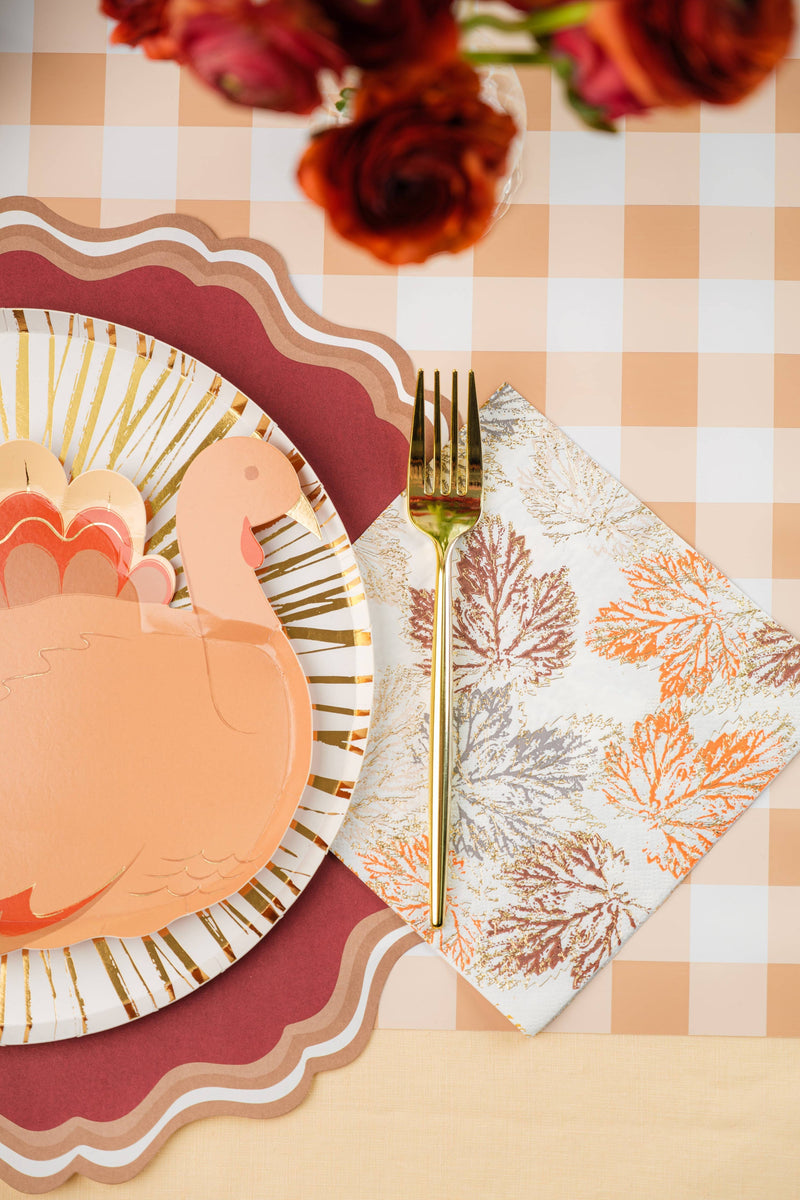 Brown Gingham Paper Table Runner