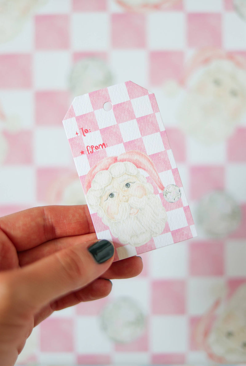 Disco Santa Checker Christmas Gift Tag