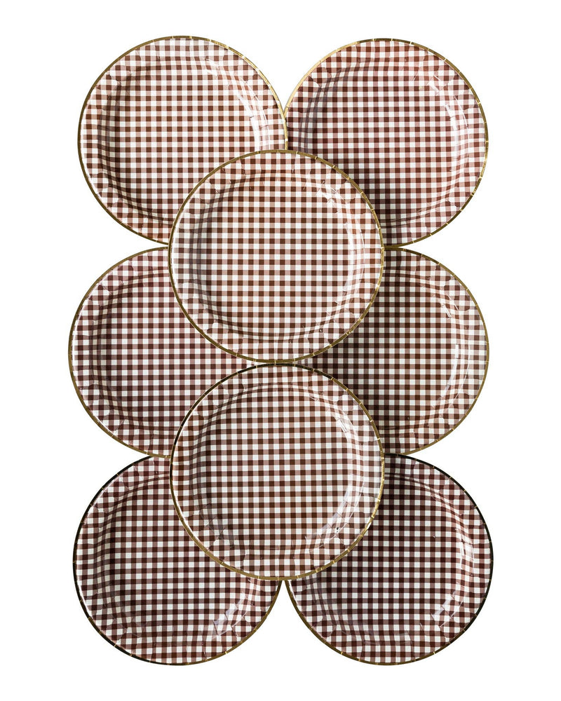 Harvest Brown Gingham Check 11" Plate