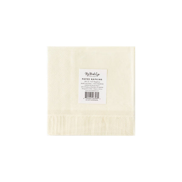 Baby Neutral Star Fringed Cocktail Napkin