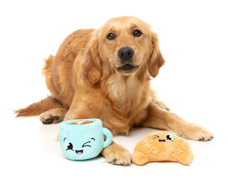 FuzzYard Croissant & Cappuccino Plush Dog Toy 2pk