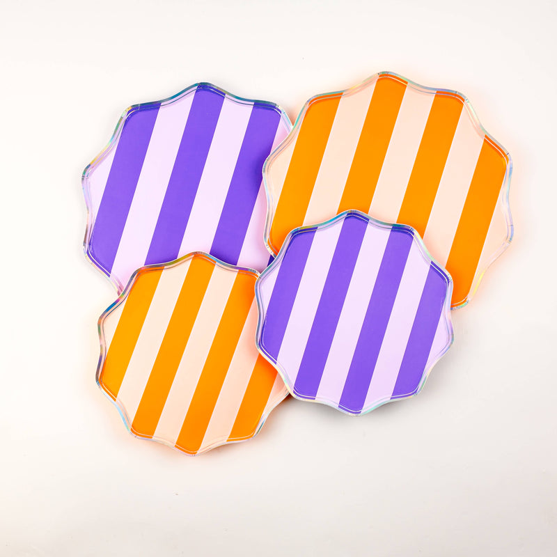 Pink, Orange & Purple Spooky Stripes Dessert Paper Plates
