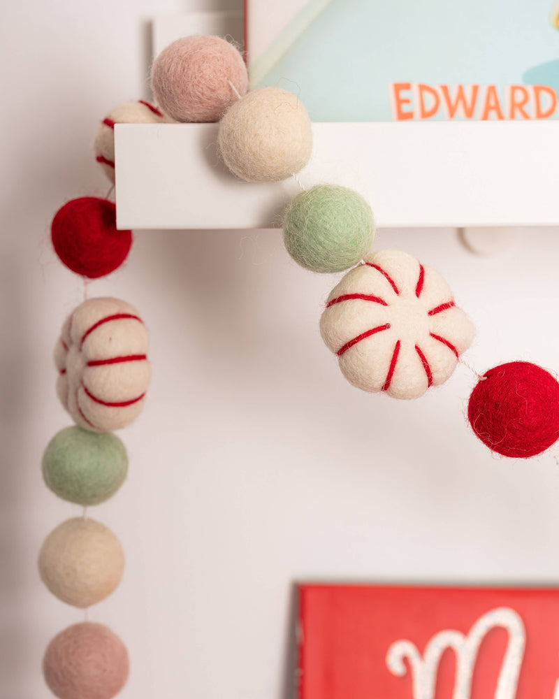 Peppermint Swirls Christmas Felt Garland