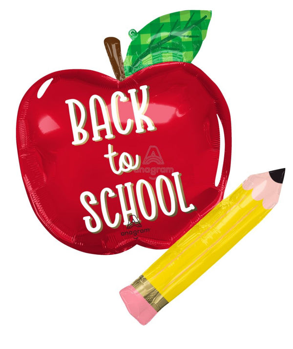 SuperShape Back To School Apple And Pencil Balloon