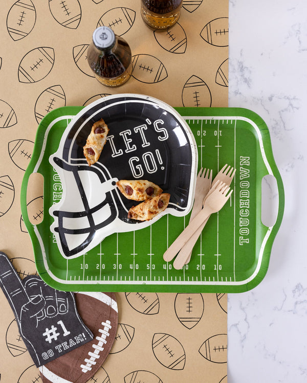 Football Field Bamboo Reusable Tray