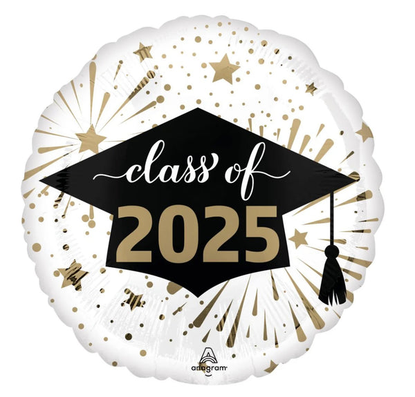 Standard Class of 2025 White & Gold Balloon