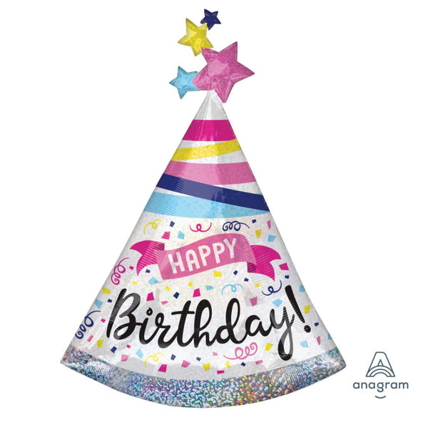 SuperShape Holographic Happy Birthday Sparkle Banner Balloon